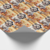 Lhasa Apso in herfstbladeren Thanksgiving kunst Cadeaupapier (Hoek)