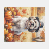 Lhasa Apso In Herfstbladeren Thanksgiving Kunst Fleece Deken (Voorkant (Horizontaal))