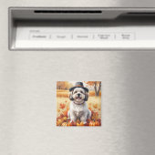 Lhasa Apso In Herfstbladeren Thanksgiving Kunst Magneet (Insitu (Vaatwasser))