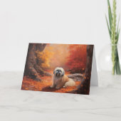 Lhasa Apso in herfstbladeren val inspireert Kaart (Voorkant)