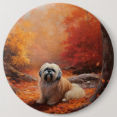 Lhasa Apso in herfstbladeren val inspireren Ronde Button 6,0 Cm (Voorkant)