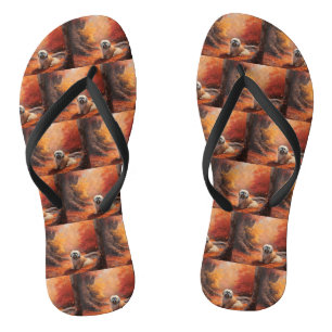 Lhasa Apso in herfstbladeren vallen inspireren Teenslippers