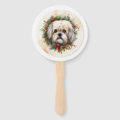 Lhasa Apso Kerst Krans Festieve Pup Handwaaier (Achterkant)