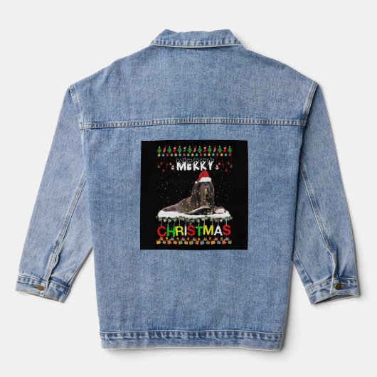 Lhasa Apso - kerstboom lichte Pajama-kersthond Denim Jacket (Achterkant)