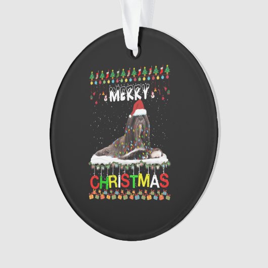 Lhasa Apso - kerstboom lichte Pajama-kersthond Ornament (voorkant)