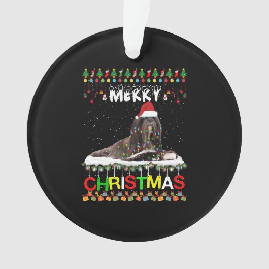 Lhasa Apso - kerstboom lichte Pajama-kersthond Ornament (voorkant)