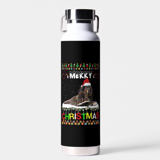 Lhasa Apso - kerstboom lichte Pajama-kersthond Waterfles (Voorkant)