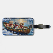 Lhasa Apso Kerstboot Vakantie Bagagelabel (Achterkant horizontaal)