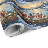 Lhasa Apso Kerstboot Vakantie Cadeaupapier (Rol Hoek)