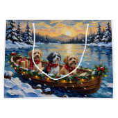 Lhasa Apso Kerstboot Vakantie Groot Cadeauzakje (Voorkant)