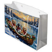Lhasa Apso Kerstboot Vakantie Groot Cadeauzakje (Achterkant Gekanteld)