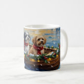 Lhasa Apso Kerstboot Vakantie Koffiemok (Voorkant rechts)