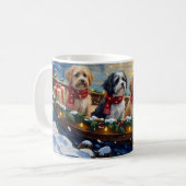 Lhasa Apso Kerstboot Vakantie Koffiemok (Voorkant links)