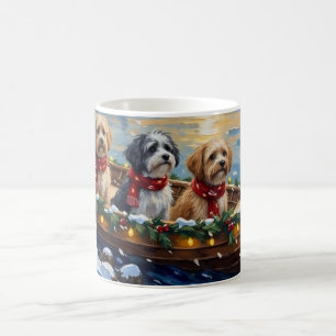 Lhasa Apso Kerstboot Vakantie Koffiemok