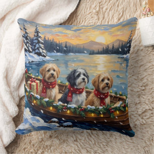 Lhasa Apso Kerstboot Vakantie Kussen