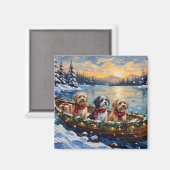 Lhasa Apso Kerstboot Vakantie Magneet (Voorkant / Achterkant)