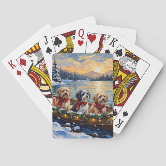 Lhasa Apso Kerstboot Vakantie Pokerkaarten (Achterkant)