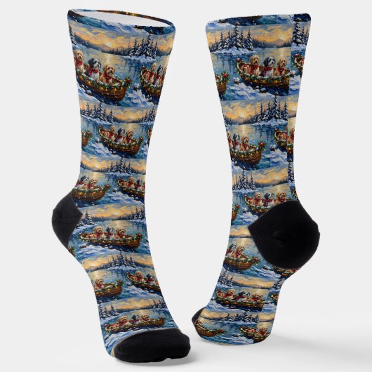 Lhasa Apso Kerstboot Vakantie Sokken (Gebogen)