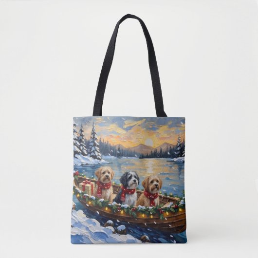 Lhasa Apso Kerstboot Vakantie Tote Bag (Voorkant)