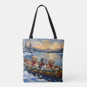 Lhasa Apso Kerstboot Vakantie Tote Bag (Achterkant)