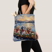 Lhasa Apso Kerstboot Vakantie Tote Bag (Dichtbij)