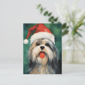 Lhasa Apso Kerstborstel schilderen kunstwerk Briefkaart (Staand voorkant)
