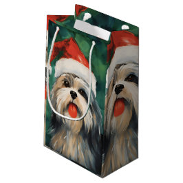 Lhasa Apso Kerstborstel schilderen kunstwerk Klein Cadeauzakje