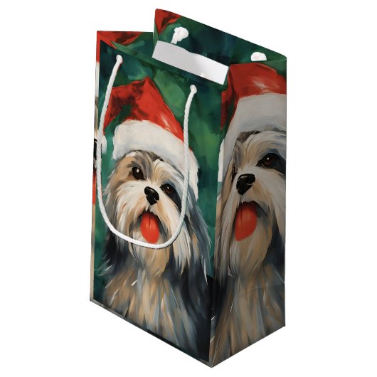 Lhasa Apso Kerstborstel schilderen kunstwerk Klein Cadeauzakje (Achterkant Gekanteld)