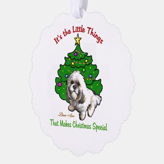 Lhasa Apso kerstcadeaus Ornament Kaart (Links)
