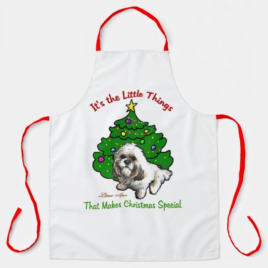Lhasa Apso kerstcadeaus Schort (Voorkant)