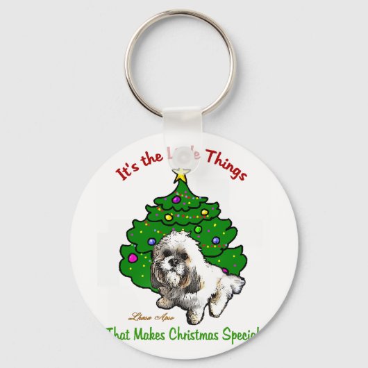 Lhasa Apso kerstcadeaus Sleutelhanger (Voorkant)