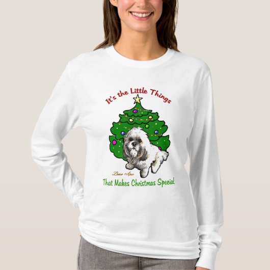 Lhasa Apso kerstcadeaus T-shirt (Voorkant)