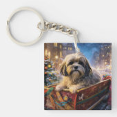 Lhasa Apso kerstfeest  Sleutelhanger (Voorkant)