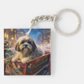 Lhasa Apso kerstfeest Sleutelhanger (Achterkant)