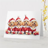 Lhasa Apso Kerstjurk Sinterklaas Hoed Kaart (Gele Bloem)