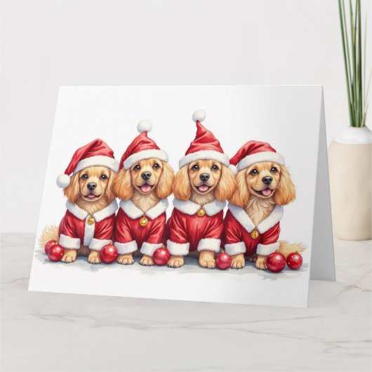 Lhasa Apso Kerstjurk Sinterklaas Hoed Kaart (Voorkant)