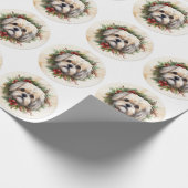 Lhasa Apso Kerstkrans feestelijke pup Cadeaupapier (Hoek)
