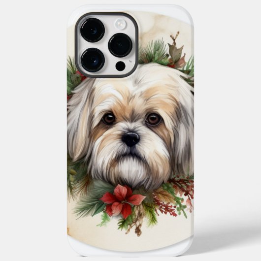 Lhasa Apso Kerstkrans feestelijke pup Case-Mate iPhone Case (Achterkant)