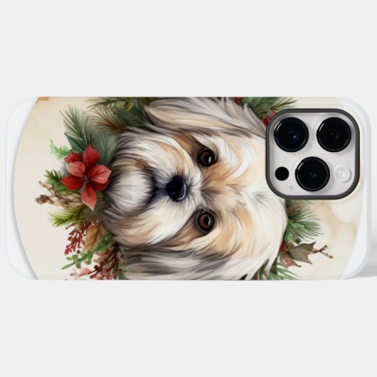 Lhasa Apso Kerstkrans feestelijke pup Case-Mate iPhone Case (Achterkant (horizontaal))