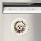 Lhasa Apso Kerstkrans feestelijke pup Magneet (Insitu (Vaatwasser))