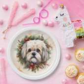 Lhasa Apso Kerstkrans feestelijke pup Papieren Bordje (Feest)