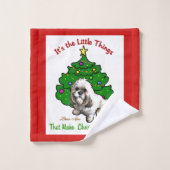 Lhasa Apso Kerstmis Bad Handdoek (Wasdoekje)