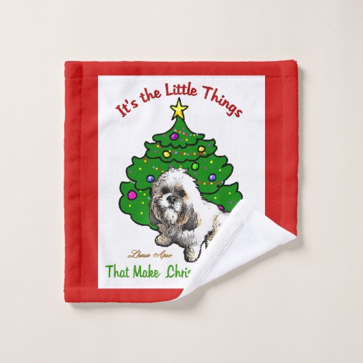 Lhasa Apso Kerstmis Bad Handdoek (Wasdoekje)