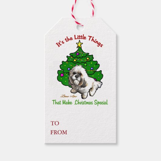 Lhasa Apso Kerstmis Cadeaulabel (Voorkant)