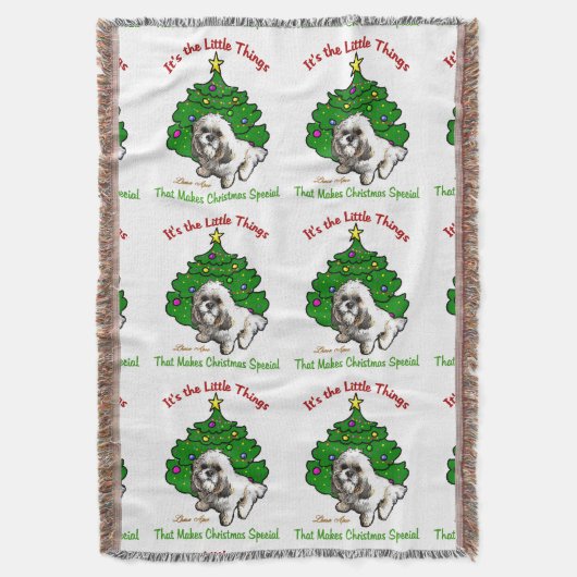 Lhasa Apso Kerstmis Deken (Voorkant Verticaal)