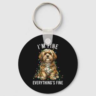 Lhasa Apso Kerstmis Het Gaat Goed met Mij Alles is Sleutelhanger