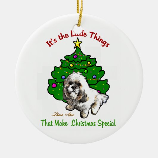 Lhasa Apso Kerstmis Keramisch Ornament (Voorkant)