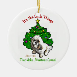Lhasa Apso Kerstmis Keramisch Ornament