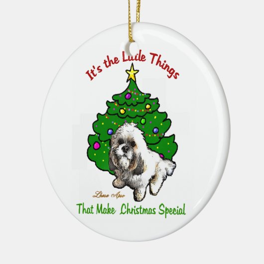 Lhasa Apso Kerstmis Keramisch Ornament (Links)