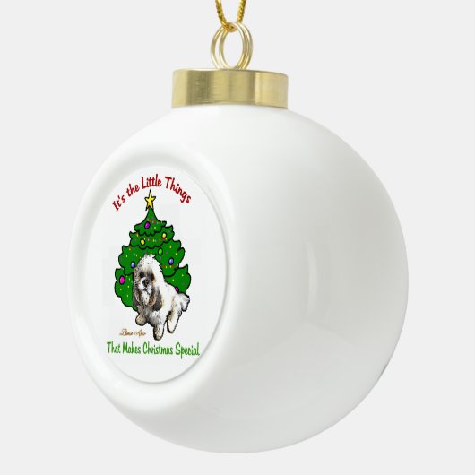 Lhasa Apso Kerstmis Keramische Bal Ornament (Rechts)